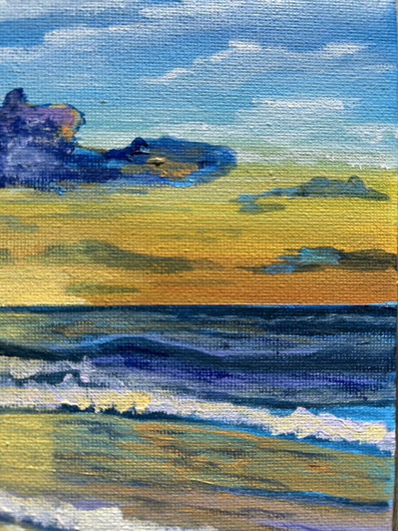 Beach At Twilight - Original Acrylic Painting on 3D Canvas – Paintings & Drawings, Cotton (photo 6 of 13)