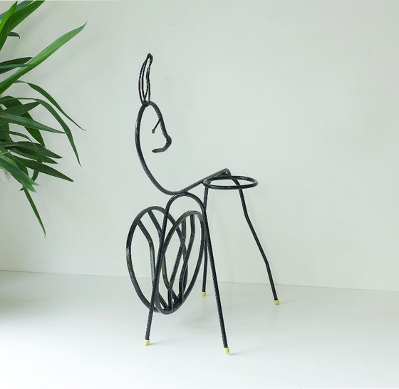 Image 1 of Vintage Metal BAMBI 50s 60s Metal Art Newspaper Rack Plant Stand