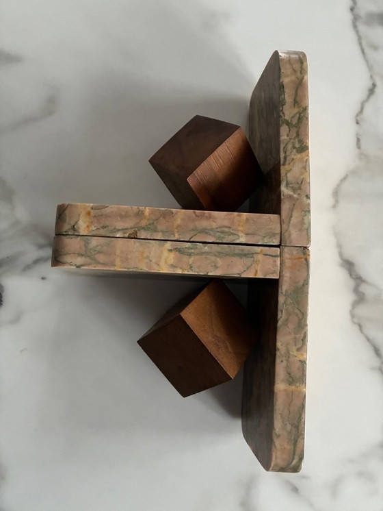 Image 1 of Paire de serres livres marbre rose et gris Portugal