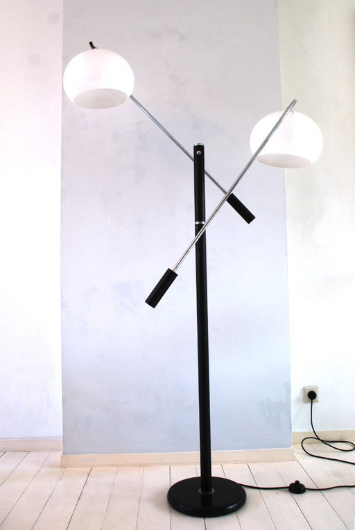 White Dijkstra Mushroom Swing Arm Space-Age Floor Lamp