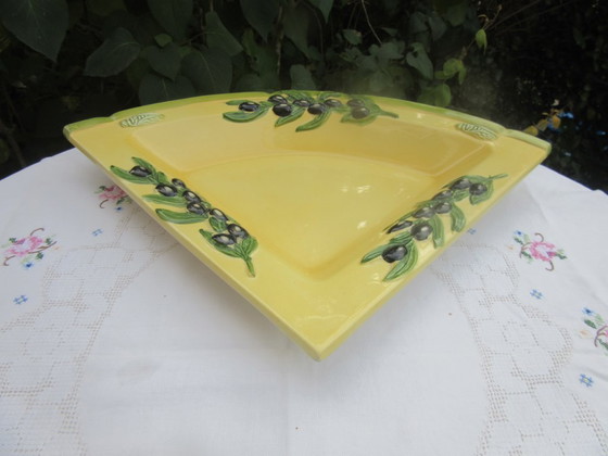Oliva Rustica by Clay Art-EDW-Grote keramische driehoekige serveerschaal/bord vintage – Schalen, Ceramic (photo 10 of 11)