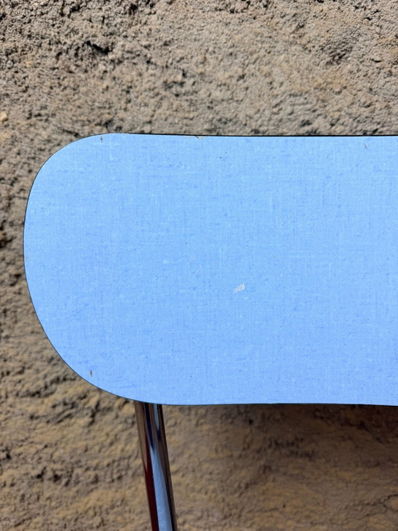 Pair of blue Formica chairs - Vintage 70s, Dining chairs, Metal, Chrome, Black (photo 11 of 15)