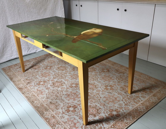 Image 1 of Table With Painting After Jan Mankes