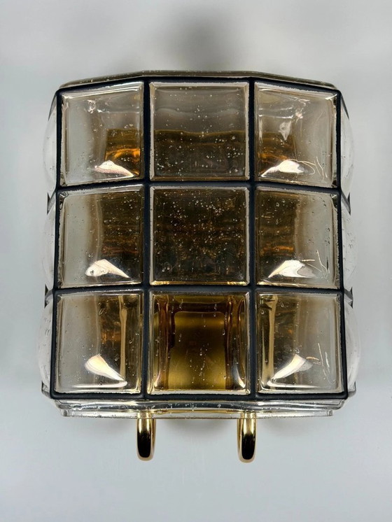 Image 1 of 60er 70er Jahre Wandlampe Wall Sconce Glashütte Limburg Germany Glas & Metall