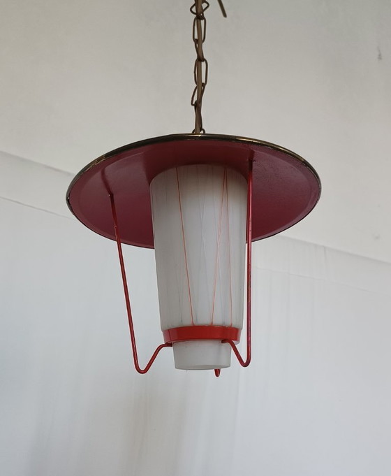 Pendelleuchte aus den 1950er Jahren – Pendelleuchten, Glass, Metal, Vintage (photo 6 of 8)