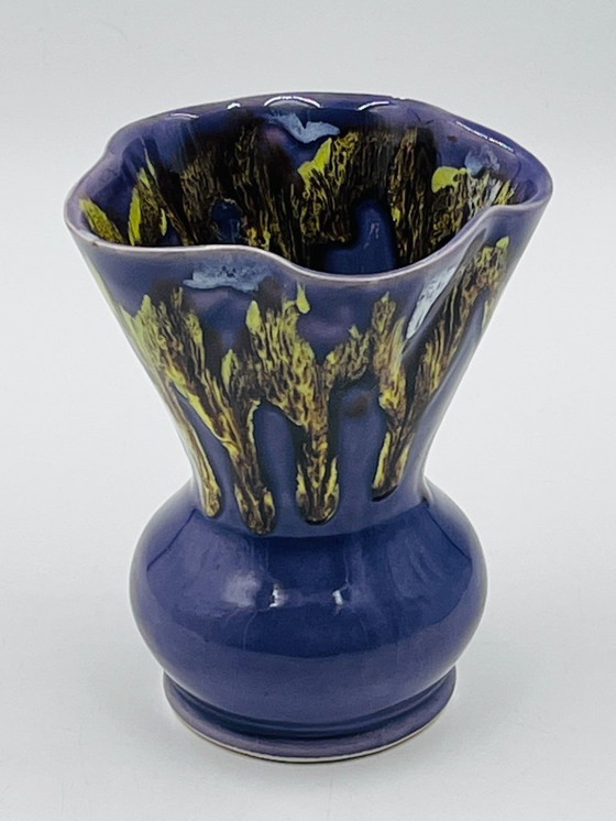 Image 1 of Deep purple Vallauris ceramic vase from the 1970s