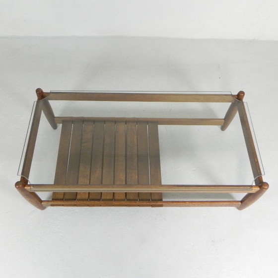 Image 1 of Scandinavische salontafel met glazen blad, jaren '60