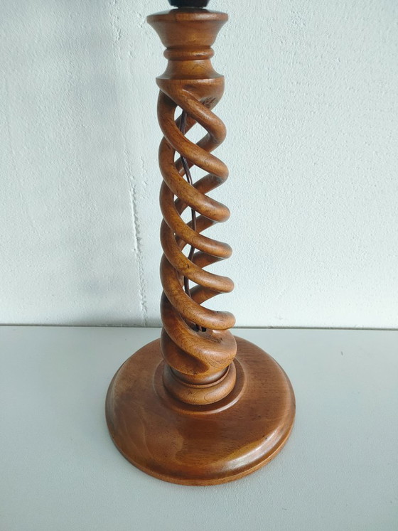 Image 1 of Vintage wooden Scandinavian sculpture table lamp