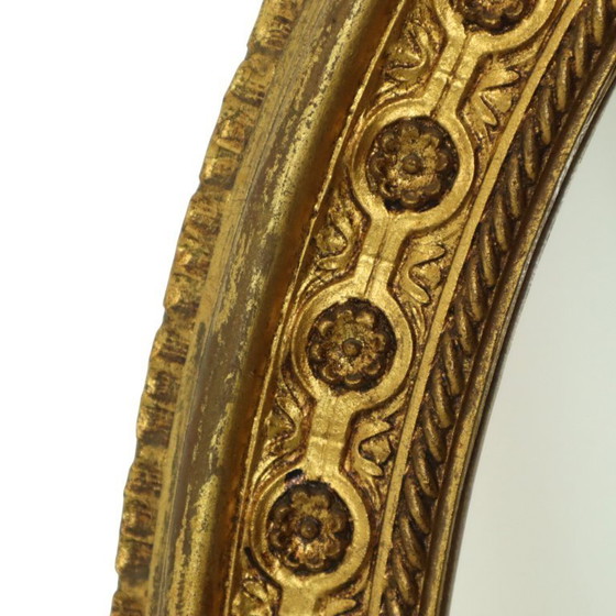 Image 1 of Large Oval Classic Mirror Gold Leaf Baroque Style Flowers 85cm