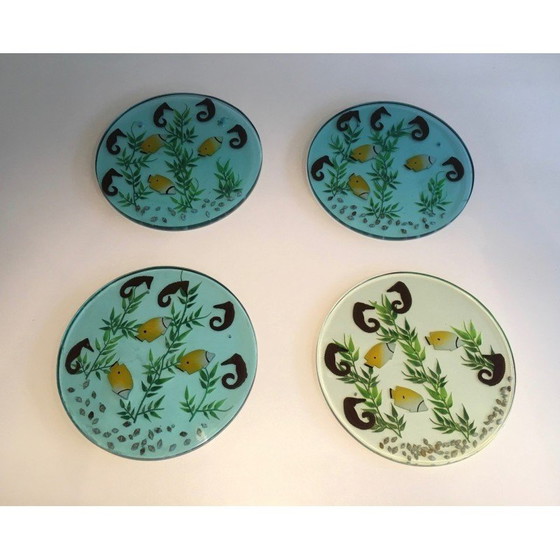 Image 1 of Set of 4 vintage resin trays, French 1970s