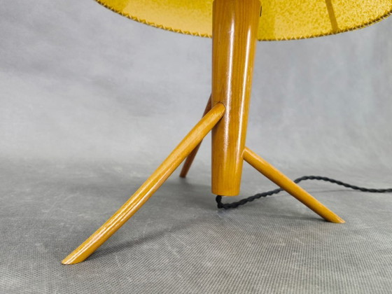 Image 1 of Mid Century Maple Table Lamp Tripod Base ULUV Style, 1960s