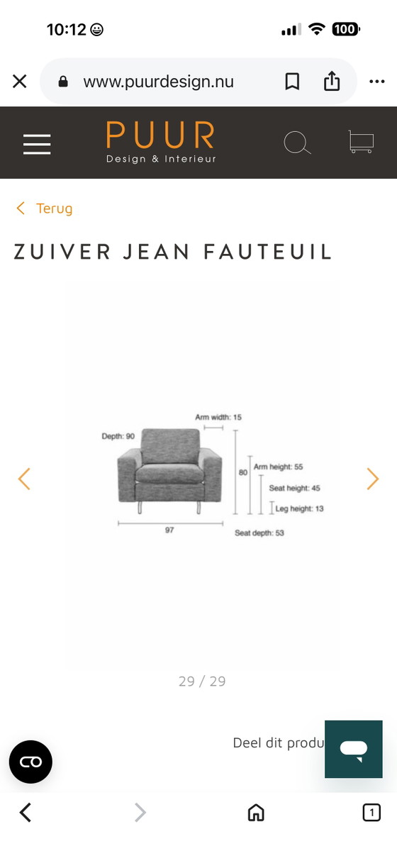 Zuiver Jean Armchair – Metal, Textile (photo 3 of 8)