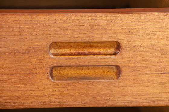 Image 1 of Enfilade danese extra lunga in teak, quercia e skai, 280 cm, di Arne Hovmand-Olsen 1960.