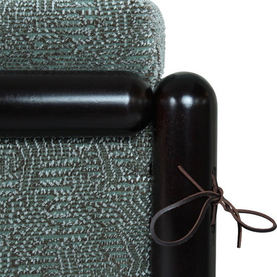 Image 1 of divano cornaro a 2 posti in legno di iroko e velluto jacquard di zimmer + rohde di carlo scarpa per studio simon, italia, 1974