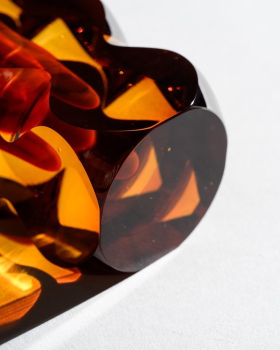 Image 1 of Exbor Oldrich Lipa Lipsky Sculptural Czech Art Glass Vase DUO Vintage 60s-70s