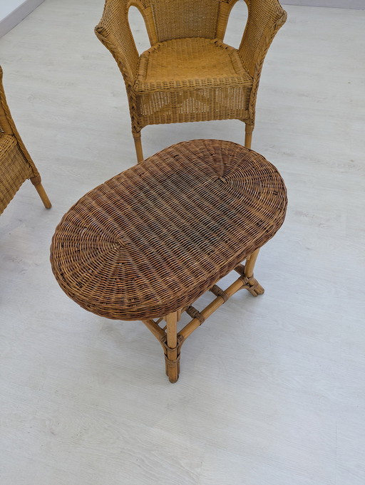 Salon d'extérieur en osier - Vintage