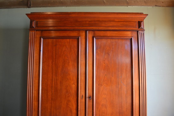 Image 1 of Large antique mahogany wood Louis Philippe cabinet.