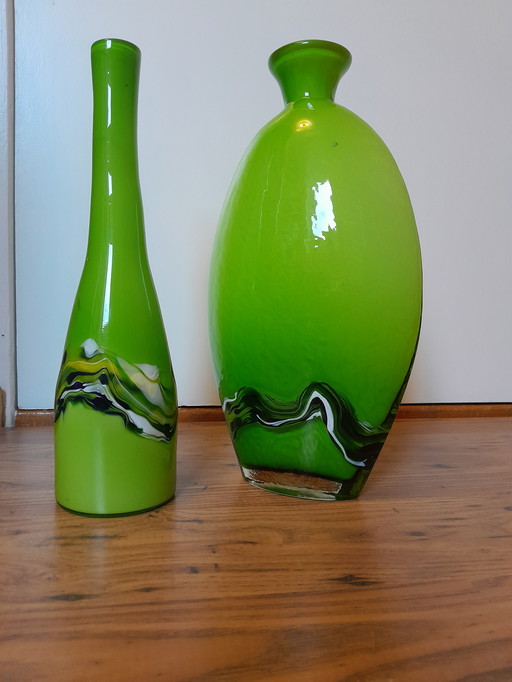 Two vintage glass vases made by Dalia Glass and Co.