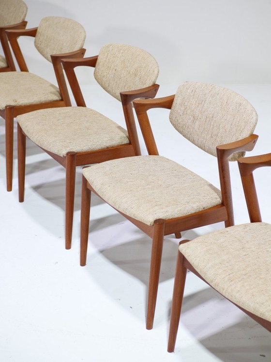 Image 1 of 6 sedie da pranzo Kai Kristiansen modello 42 in teak danese vintage