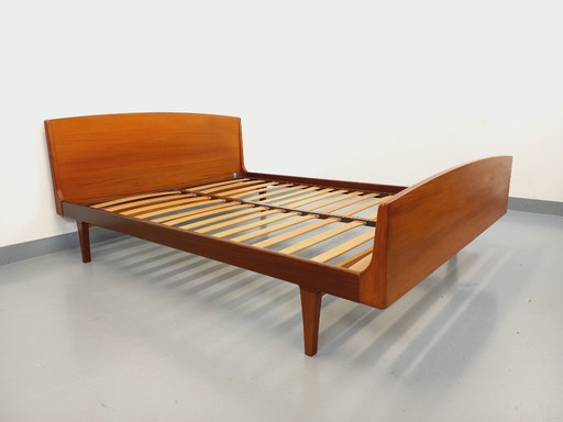 Carlström & Co vintage Scandinavian teak double bed from the 1960s