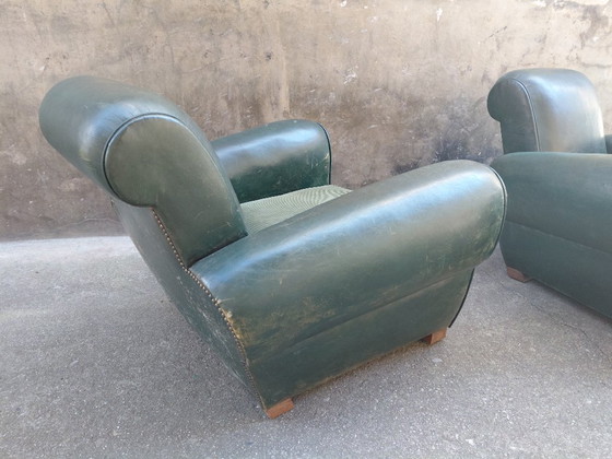 Image 1 of Pair of leather club chairs
