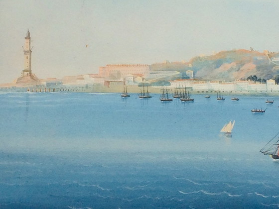 Image 1 of Large Neapolitan gouache, 19th century (after Giuseppe Scoppa)