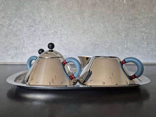 Alessi Michael Graves 1985 milk jug and sugar bowl