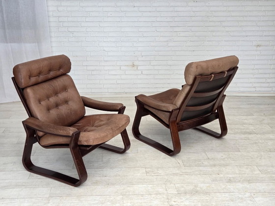 Image 1 of Década de 1970, diseño danés de Georg Thams, sillón, mobiliario de cuero.