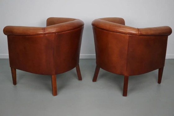 Image 1 of Poltrone club olandesi vintage in pelle color cognac, set da 2