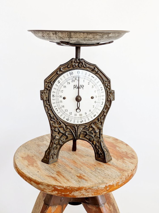 Image 1 of Bilancia da cucina vintage AWR in ghisa, stile Art Nouveau tedesco, decorativa, stile country.