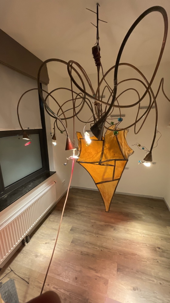 Grande lampada a sospensione scultorea d'arte da ritirare – Lampade a sospensione, Rame, Plastica (photo 2 of 10)