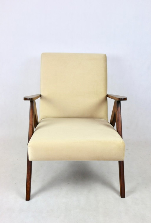 Modell B-310 Sessel aus beigem hellem Samt, 1970er Jahre