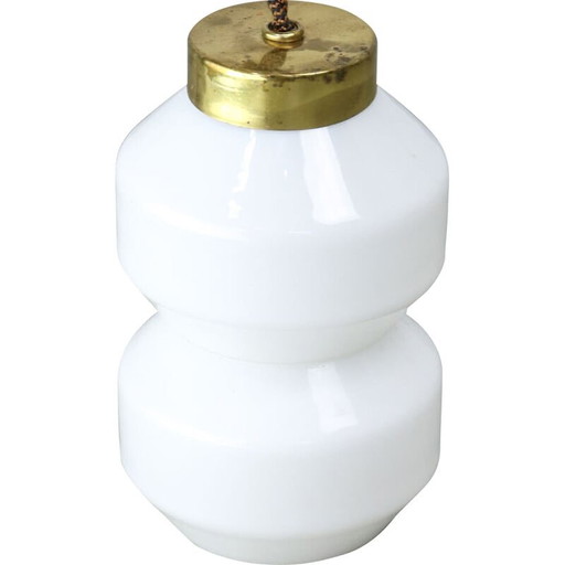 Vintage brass and opaline bedside lamp