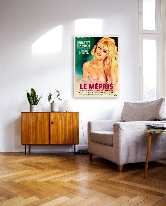 Image 1 of Le Mépris - Film by Godard 1963, M. Piccoli and B. Bardot - Poster 70x100 cm