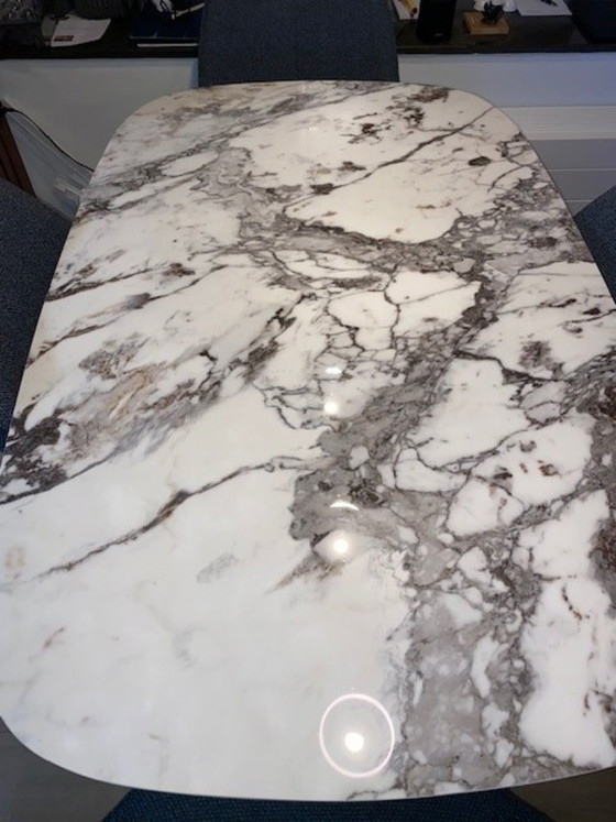 Image 1 of Leolux dining table Ceramic Top and Stainless Steel Legs 140 x 90
