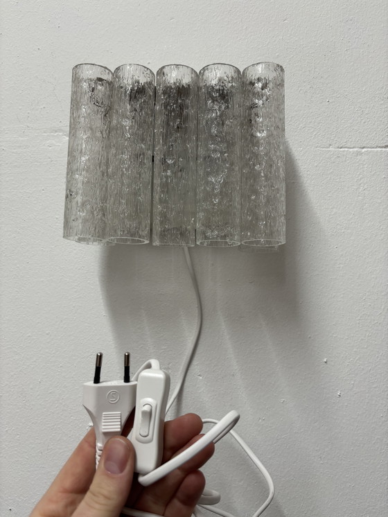 Image 1 of Vintage Doria Leuchten wall lamp ice glass tubes 1960s