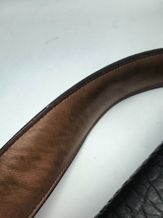 Image 1 of Sac à main Prada en cuir noir/marron brossé or