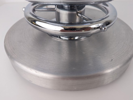 Image 1 of Tafellamp 'Membrane' van Toni Zuccheri uit de jaren 70, gemaakt van blauw Murano-glas en chroom.