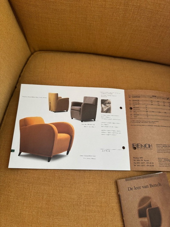 Image 1 of Sillón banco Momo en tejido amarillo ocre