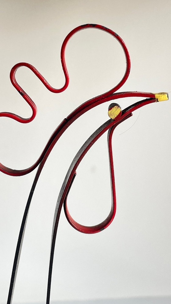 Image 1 of BOUGEOIR Métal Forme Coq Suède VINTAGE