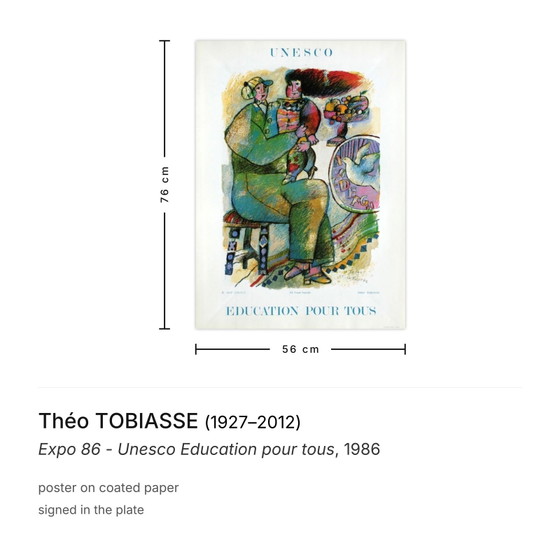 Image 1 of Théo TOBIASSE Expo – Unesco Education pour tous Poster 1986
