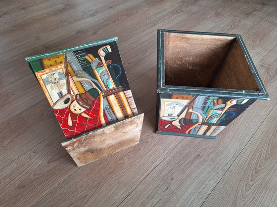 Image 1 of Vintage hand-painted paper baskets / planters