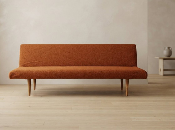 Opklapbaar dagbed uit het midden van de eeuw van Miroslav Navrátil, oranje bekleding, jaren 60, – Slaapbanken (photo 5 of 11)