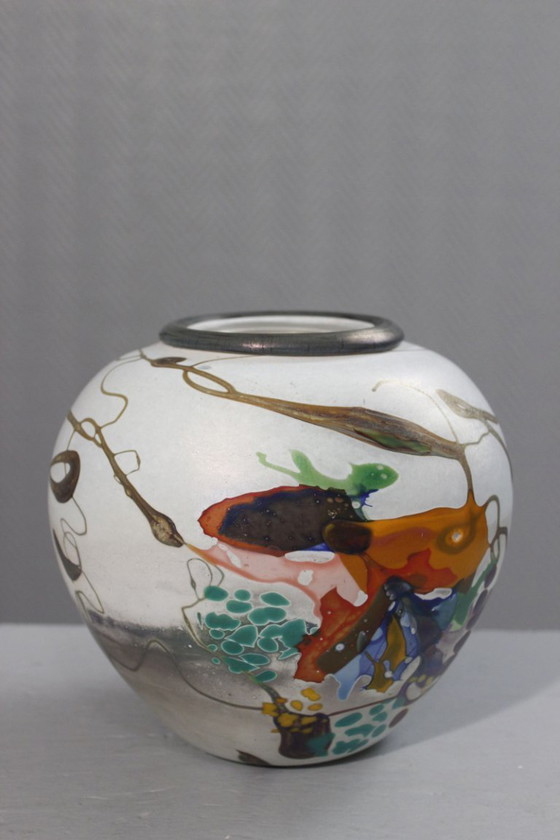 Image 1 of Pascal Guyot in Biot – Glaspastevase mit abstrakter Dekoration, Frankreich 2003