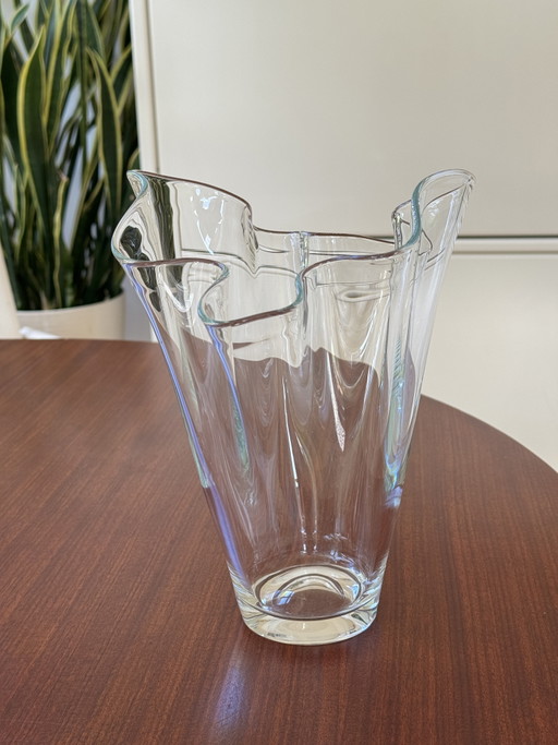 Vintage handkerchief vase, clear glass