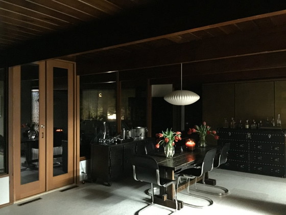 6 Sedie da pranzo, pelle nera e metallo, Restoration Hardware, Nero, Modern (foto 8 di 8)