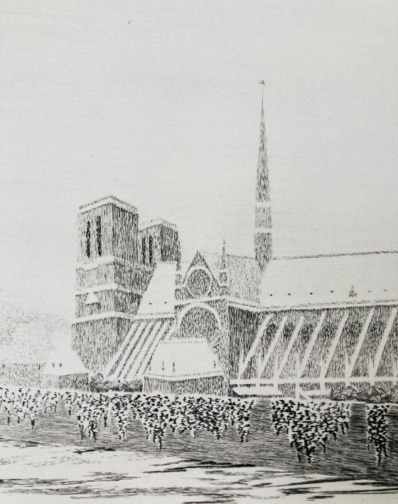 Image 1 of Yves Tregan - Vintage Etching - Paris Notre-Dame