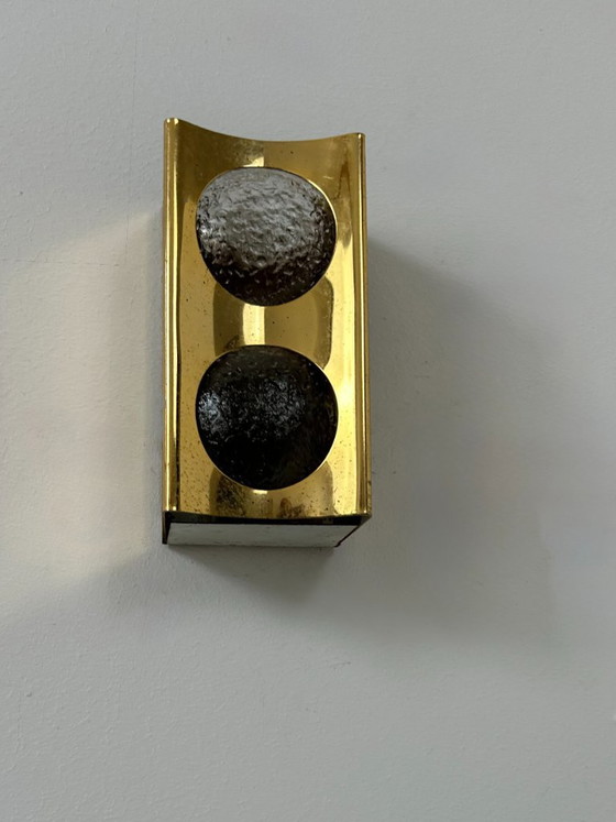 Image 1 of Vintage wall light in brass and bubble glass, France, 1950