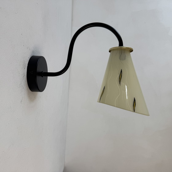 Image 1 of Lot of 3 Vintage Glass Wall Lights