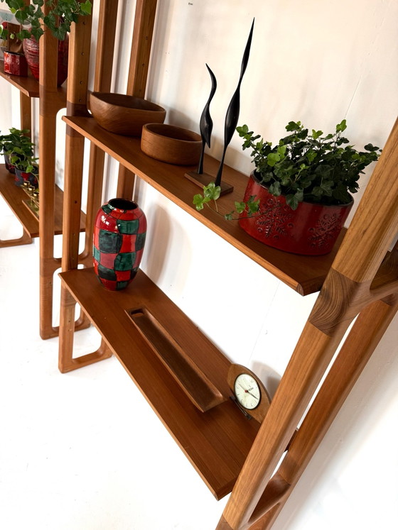 Sistema a parete vintage in teak, Dyrlund anni '80, Armadi a muro, Legno, Marrone (foto 13 di 15)